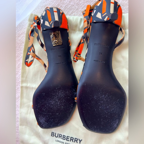 Burberry Black / Orange Lucy Kitten Heel Strappy Sandals - Picture 6 of 11